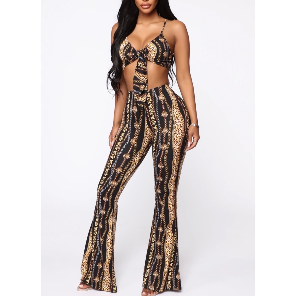 Loving The Vibes Pant Set - Black/Combo